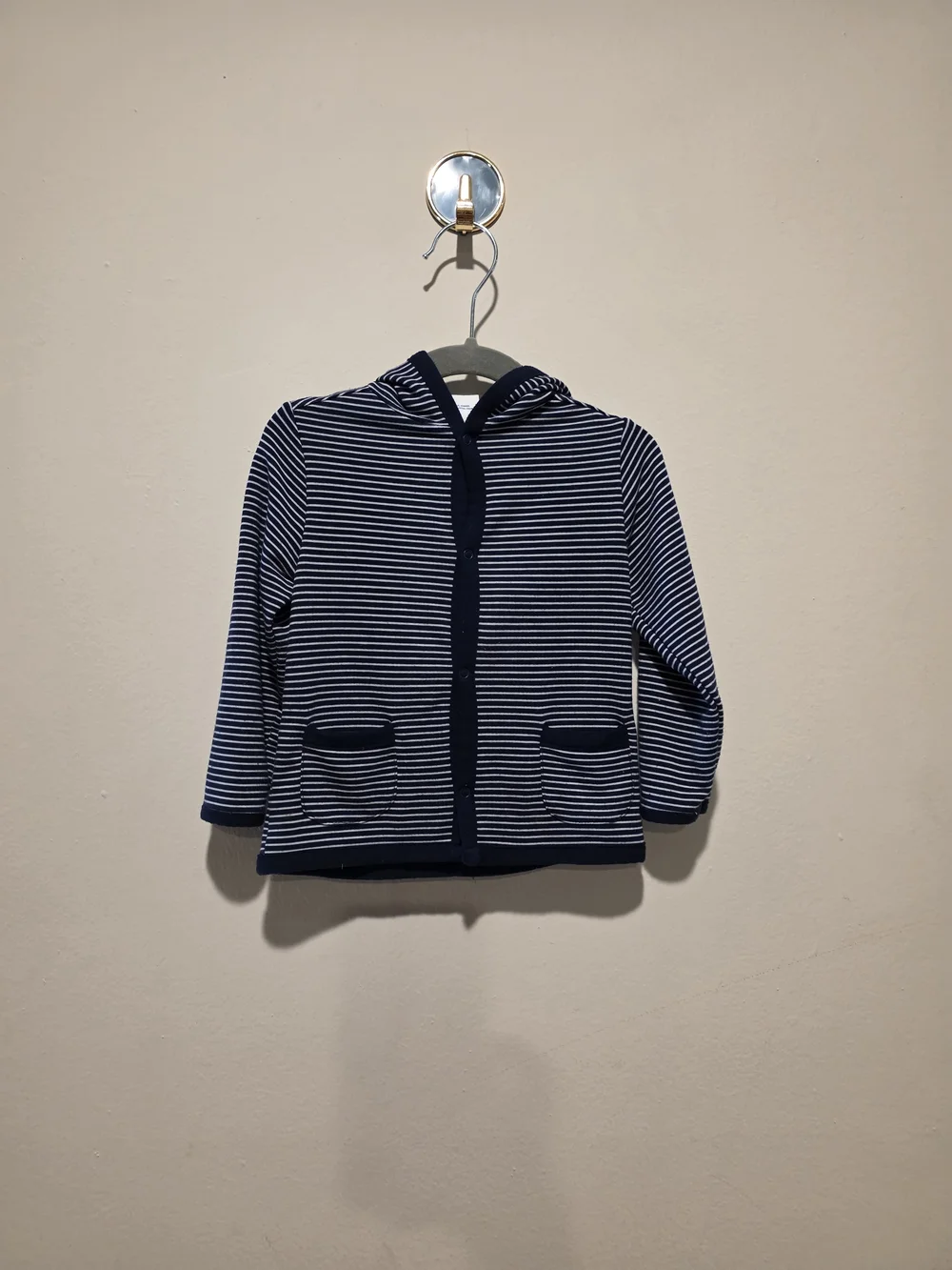Old Navy Striped Navy & White Hooded Baby Jacket 18-24 Months